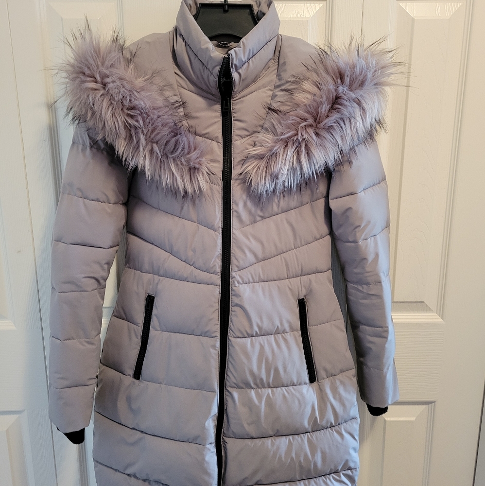 Light Grey Puffer Parka Jacket - Picture 1 of 5